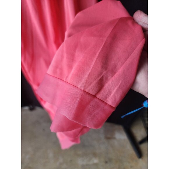 Vintage Coral Pink Nylon V-Neck Nightgown Slip Dress Lace Bodice Empire Waist S - Picture 5 of 12
